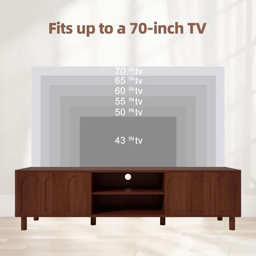 Vista 3 de Soporte de TV para televisores de hasta 70 pulgadas, centro de entretenimiento con gran almacenamiento para sala de estar, consola multimedia