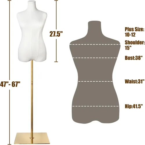 Vista 2 de maniquí femenino con forma de torso de talla grande para mujer, formas de vestido para costura, maniquí de cuerpo con alta estabilidad, soporte