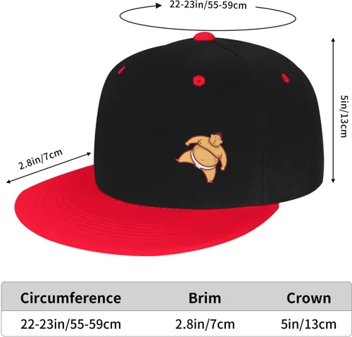 Vista 3 de Japanese Sumo Adult Flat Brim Contrast Hip Hop Hat Flat Brim Baseball Adjustable Snapback Trucker Cap