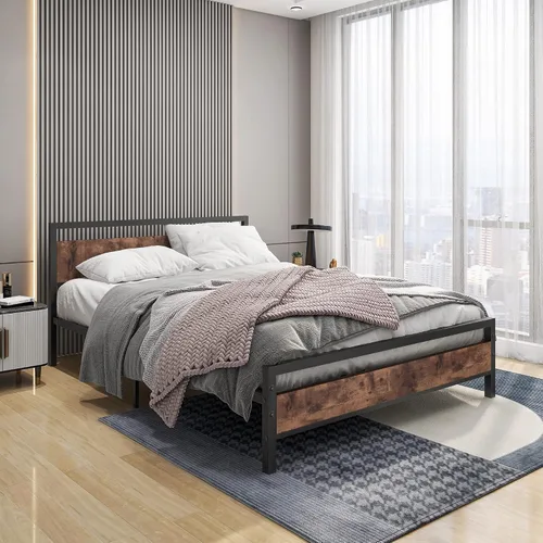 Vista 16 de BOFENG Marco de Cama Individual con Cabecera de Madera, Marco de Cama de Plataforma Individual de Metal Tamaño Individual Sin Somier Necesario Negro