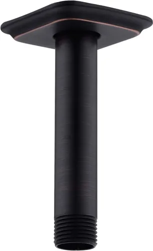 Vista 20 de Brazo de ducha con brida de acero inoxidable de 4 pulgadas, extensión recta montada en el techo para cabezal de ducha de lluvia superior, níquel