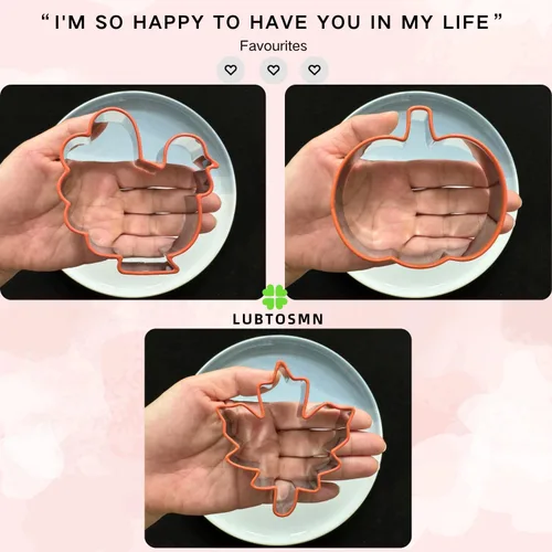 Vista 7 de LUBTOSMN 3 Piece Fall Thanksgiving Cookie Cutters Set, Silicone Rim