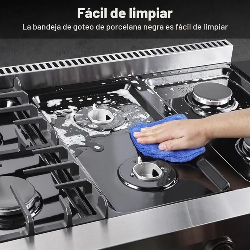 Vista 5 de AAOBOSI Placa de cocina de gas de 36 pulgadas con 6 quemadores, estufa de acero inoxidable integrada de 78,000 BTU, estufa comercial independiente