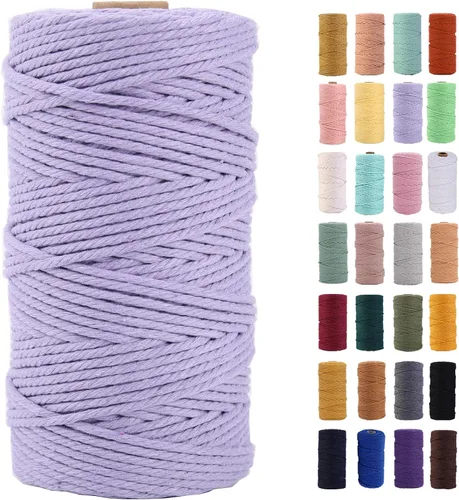 Vista 68 de Cuerda de macramé azul aire de 0.079 in x 220 yardas, cuerda de algodón colorido de algodón suave para colgar en la pared, colgadores de plantas