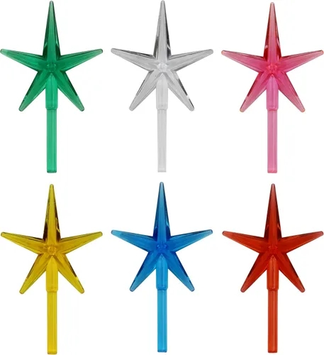 Vista 7 de Creative Hobbies Paquete de 6 luces de cerámica para árbol de Navidad con estrellas azules, decoraciones de luz de plástico, piezas de repuesto