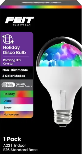 Vista 9 de Feit Electric Bombilla LED A23 giratoria multicolor para fiesta de discoteca, efecto de cambio de color de lente de diamante, base E26, bombilla