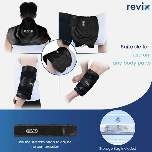 Vista 4 de REVIX Rodillera de hielo reutilizable XXXL de 20 pulgadas para reducción de molestias, paquete de gel de terapia de frío extra grande para rodilla