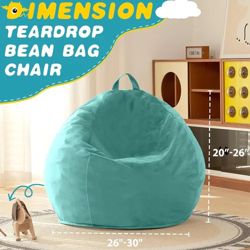 Vista 3 de HABUTWAY Puf de 2 pies, puf pequeños de 2 pies con relleno, puf de lágrima de lujo, terciopelo ultra suave con funda extraíble