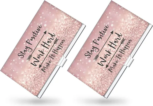 Vista 17 de Paquete de 2 soportes para tarjetas de visita, estuche para tarjetas de visita de color para hombres y mujeres, organizador ultradelgado de metal