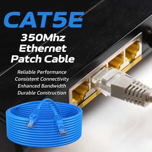 Vista 2 de Cables Direct Online Paquete de 2 - Cable de conexión Ethernet de red Cat5e de 1.5 pies, cable de Internet de 350 MHz, compatible con versiones