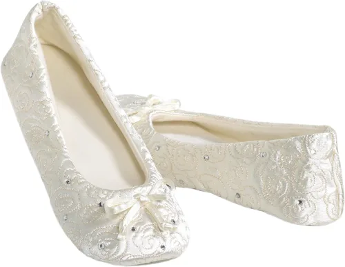 Vista 4 de Isotoner Women's Ballerina Slippers with Terry Lined and Rose Quilt Ballet Flat