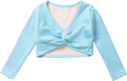 Vista 71 de JEATHA Suéter de manga larga para niñas y niñas con diseño de ballet, suéter corto para leotardo