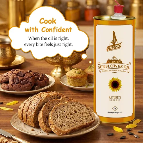 Vista 10 de Chekko Aceite de girasol sin OMG prensado en frío (34oz - 1L) para cocinar
