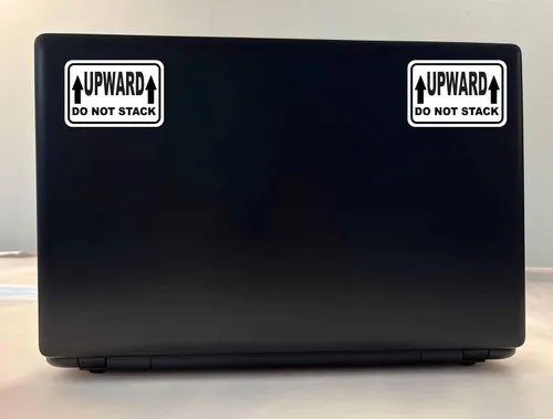 Vista 3 de StickerTalk Adhesivos de vinilo Upward Do Not Stack, 1 hoja de 2 calcomanías, 3 x 2 pulgadas cada una