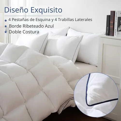 Vista 8 de DOWNCOOL Edredón de plumas tamaño matrimonial, relleno de edredón esponjoso
