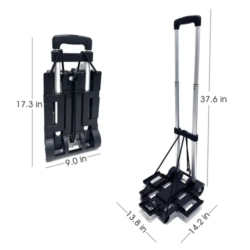 Vista 4 de Carrito de viaje para asiento de automóvil para aeropuerto, carrito plegable para asiento de automóvil y rodillo, capacidad de 90 libras para viajes