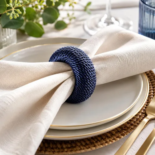 Vista 6 de Servilleteros rústicos juego de 12 - Soportes de servilleta de rayón para decoración de mesa, bodas, cenas y uso diario - Servilleteros