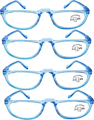Vista 6 de AQWANO Half Frame Readers Computer Reading Glasses Blue Light Blocking Lightweight