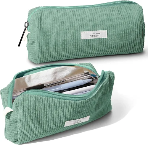 Vista 14 de Bolsa para Lápices Estuche para Bolígrafos, Organizador Pequeño de Pana Suave para Lápices con Cremallera, Lindo Estuche para Lápices Artículos
