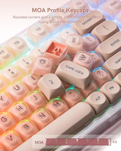 Vista 7 de Womier X75 75% Wireless Mechanical Keyboard, Hot Swappable Computer Creamy Keyboard, Foundation Jelly Keycaps, Pre-lubed Switches Gasket Mount RGB
