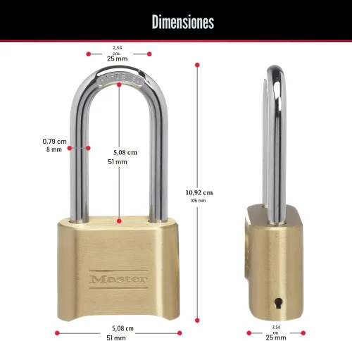 Vista 6 de Master Lock 175D, candado con combinación propia, se puede resetear, 175DLH
