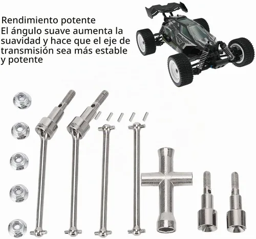 Vista 3 de Juego de eje de transmisión de coche RC 1/16 Kit de eje CVD delantero trasero compatible con 16101 16102 16103 16201PRO Ejes de transmisión de acero