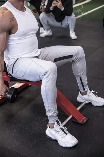 Vista 6 de MAIKANONG Pantalones deportivos de gimnasio para hombre, estilo casual, pantalones de entrenamiento cónicos, para gimnasio, entrenamiento