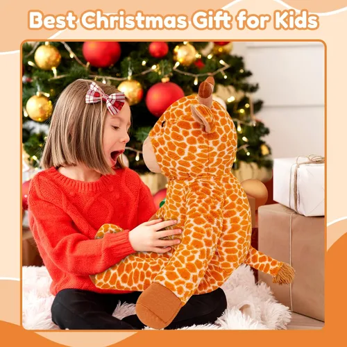 Vista 7 de SQEQE Peluche de jirafa grande de 39 pulgadas, jirafa de peluche gigante para niños y adultos, lindos peluches enormes para cumpleaños, Navidad