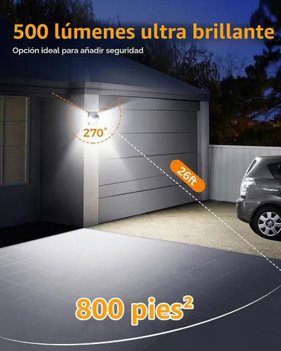 Vista 4 de 160 luces LED solares de movimiento para exteriores, luces solares de pared de 3 lados para exteriores, gran angular de 270°, 3 modos