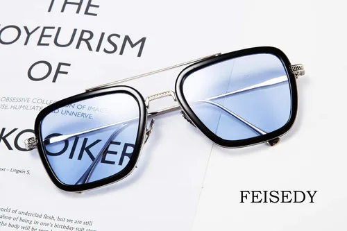 Vista 7 de FEISEDY Gafas de sol estilo piloto retro de los años 70, gafas de sol cuadradas para mujer, B2510