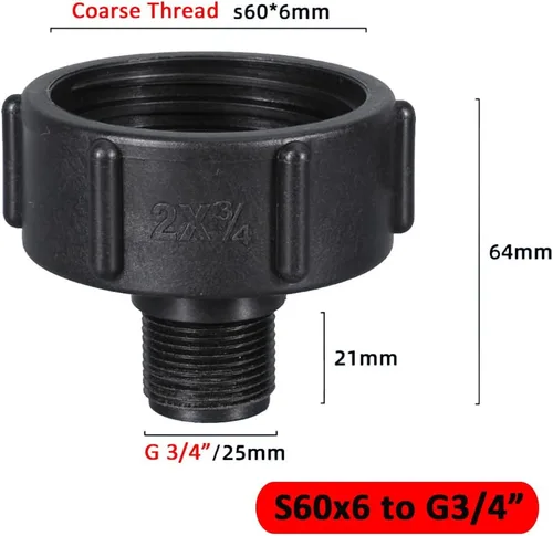 Vista 3 de Accesorios de bolsa para tanque de agua, adaptador de tanque de asas IBC Adaptador de transferencia de 2 pulgadas al conector de montaje de manguera