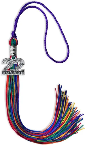 Vista 191 de Endea Graduation Borla de doble color con dije de plata brillante (negro/oro antiguo, 2025)