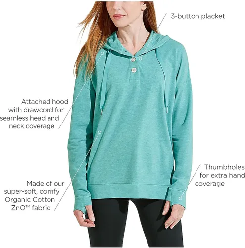 Vista 5 de Coolibar UPF 50+ LumaLeo Henley - Sudadera con capucha para mujer, protección solar