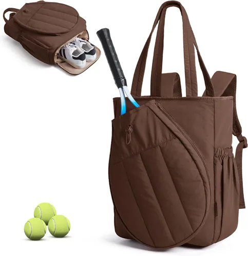 Vista 12 de BAGSMART Bolsa de gimnasio de tenis para mujer, mochila acolchada para Beige