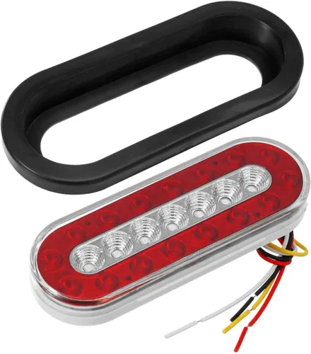 Vista 5 de Partsam 2 luces LED ovaladas de freno para remolque de camión de 6 pulgadas, luces traseras para luces traseras rojas y ámbar, luces direccionales
