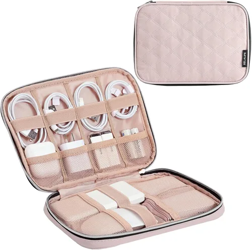 Vista 7 de BELALIFE Organizador electrónico, bolsa portátil para cables de viaje, almacenamiento técnico para cable, cargador, teléfono, auriculares, disco