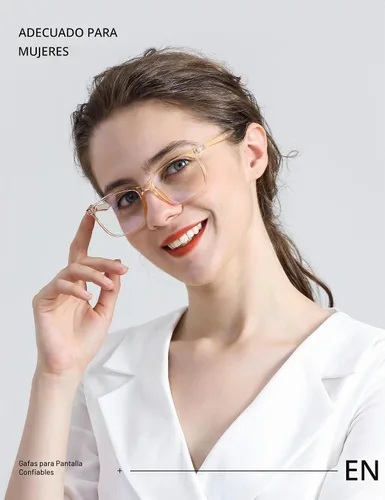 Vista 2 de TIJN Lentes de bloqueo de luz azul para hombres y mujeres, anteojos 00. Lente transparente/naranja