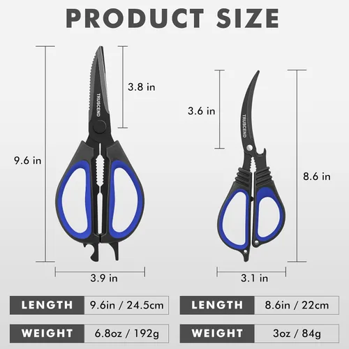 Vista 2 de TRUSCEND Pesca multiusos, cocina resistente para cortar, paquete de 2 unidades de acero inoxidable endurecido que proporcionan una resistencia