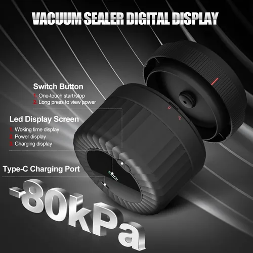 Vista 4 de Kit de sellado al vacío de tarros Mason eléctrico para tarros Mason con tapas de tarros de conservas de boca ancha y regular -80kpa Vacuum Pump
