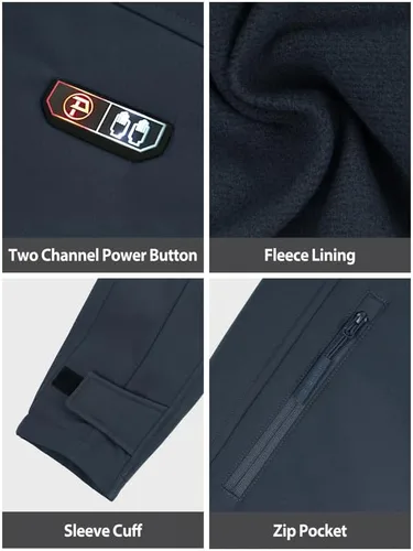Vista 4 de PTAHDUS Chaqueta térmica para mujer con batería de 7,4 V, con bolsillo calentador de manos