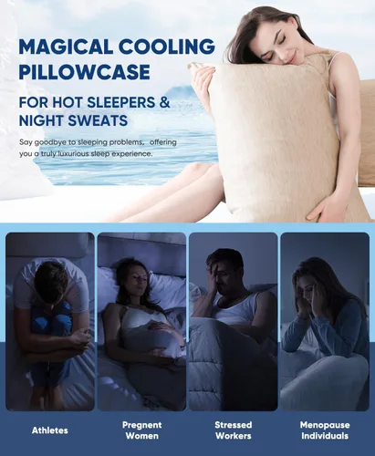 Vista 6 de LUXEAR - Fundas de almohada de enfriamiento, paquete de 2 fundas de almohada con fibra de enfriamiento Arc-Chill Q-Max 0.5 de Japón, transpirables