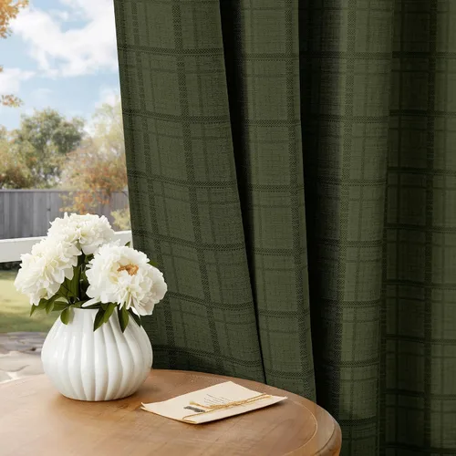 Vista 11 de Beauoop Cortinas Opacas de Jacquard a Cuadros Beige de 96 Pulgadas de Largo, 2 Paneles para Dormitorio y Sala de Estar, Cuadros Vichy