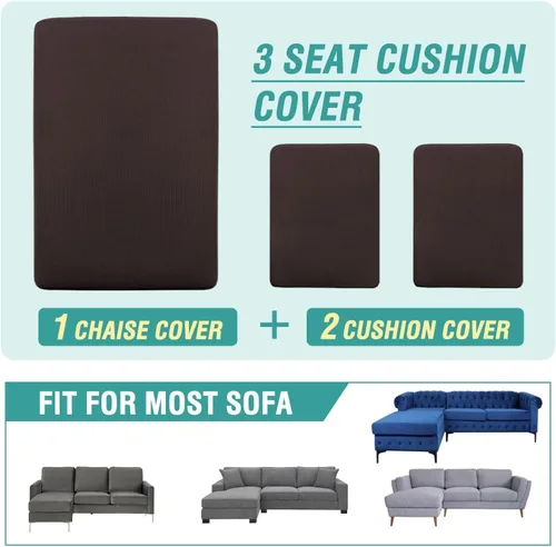Vista 3 de Fundas para sofá de 3/4 piezas, fundas para sofá en forma de L para sofá seccional, elásticas, más gruesas, de jacquard separado, funda para sofá #1