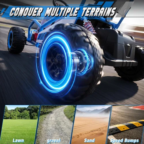 Vista 6 de Go Kart eléctrico de 24 V para niños a partir de 6 años, carrito de deriva Azul