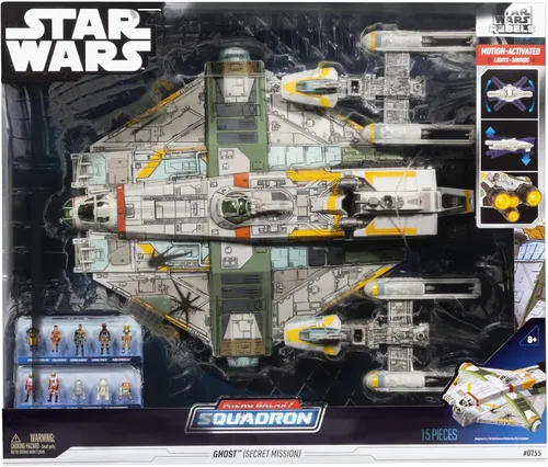 Vista 2 de Star Wars™ Micro Galaxy Squadron Ghost (Secret Mission) - Vehículo de 15 pulgadas con tres vehículos adicionales más diez microfiguras y accesorios