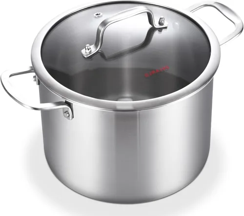 Vista 9 de DELARLO Olla de acero inoxidable de tres capas con tapa de 3.5 cuartos de galón, olla de cocina de grado alimenticio, olla de sopa duradera con tapa
