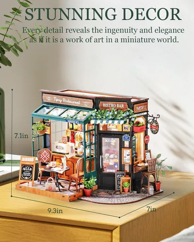 Vista 6 de Rolife - Kit de casa de muñecas en miniatura para cafetería, regalo creativo para adultos