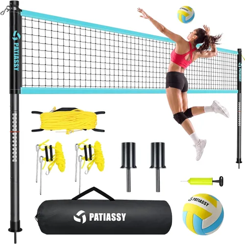 Vista 12 de Juego de red de voleibol portátil para exteriores, para patio trasero B-AZUL