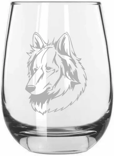 Vista 505 de Shar Pei (chino) - Vaso de vino sin tallo grabado para perro, 15.25 onzas