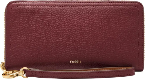 Vista 11 de Fossil Logan RFID - Cartera de piel con cierre de cremallera para mujer con correa de muñeca Negro